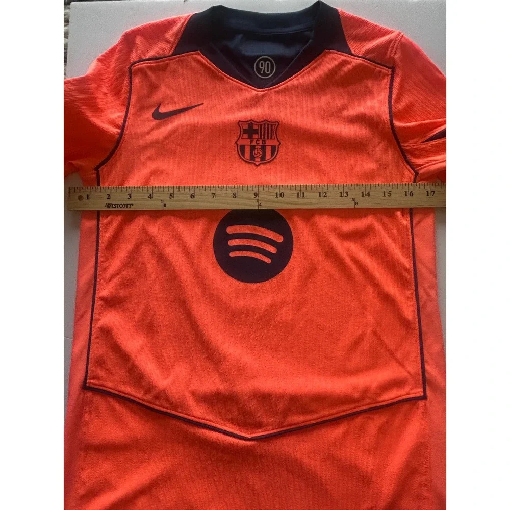 Nike FC Barcelona Lewandowski 9 Jersey Orange Blue Kids Large 2023-24 Away Shirt